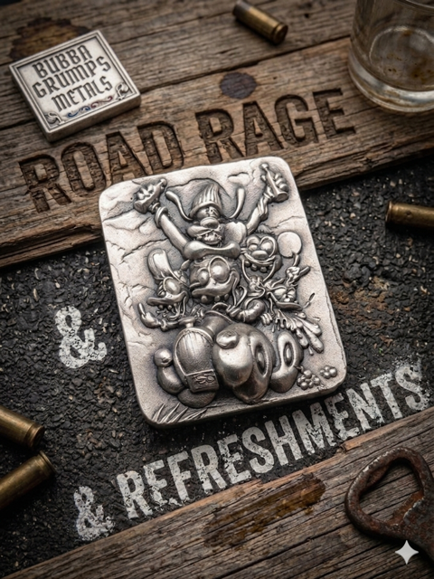 Road Rage & Refreshments +/- 2.4ozT .999FS Mintage 10 plus proto serialized #00-10
